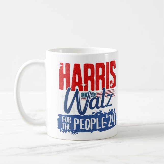 Harris Walz 2024 För folket Val Demokrat Kaffemugg (Vänster)