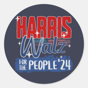 Harris Walz 2024 För folket Val Demokrat Runt Klistermärke
