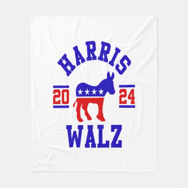 Harris Walz 2024 för Patriotic Democrat Fleecefilt (Framsidan)