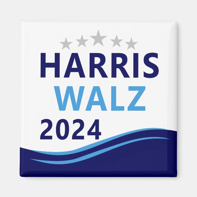 Harris Walz 2024 för president Blue Wave Magnet (Framsidan)