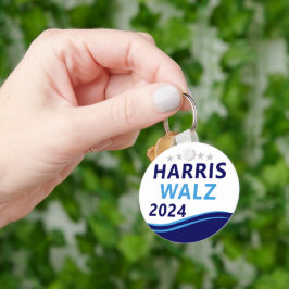 Harris Walz 2024 för president Blue Wave Nyckelring