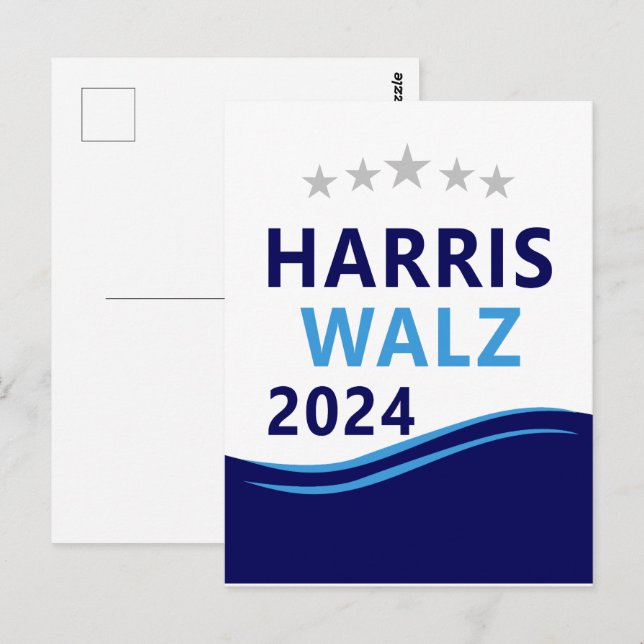 Harris Walz 2024 för president Blue Wave Vykort (Fram/baksida)