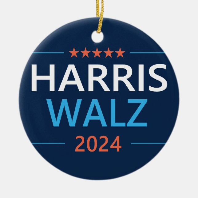 Harris Walz 2024 för president Julgransprydnad Keramik (Framsidan)