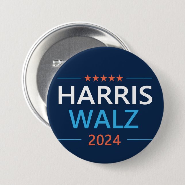 Harris Walz 2024 för president Knapp (Framsida & baksida)