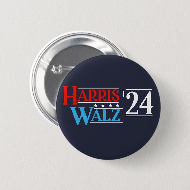 Harris Walz 2024 för president Knapp (Framsida & baksida)