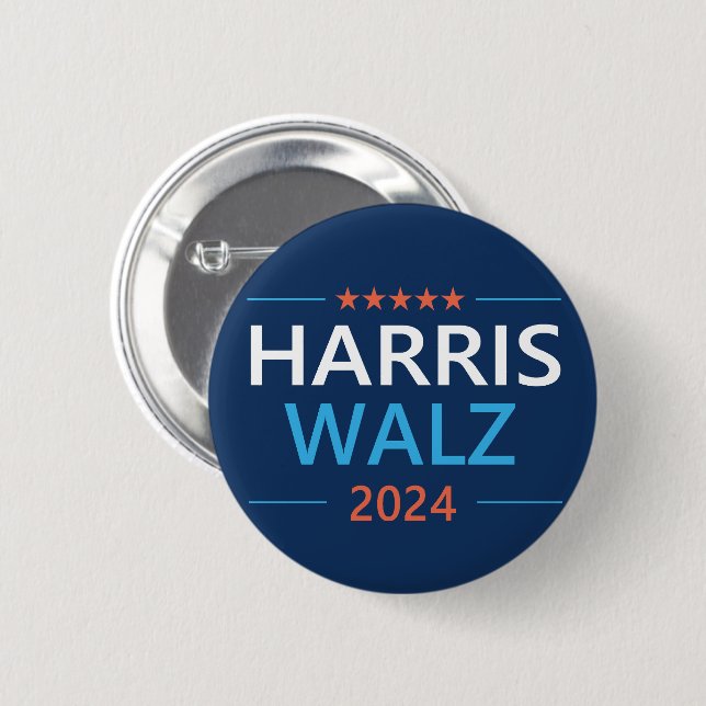 Harris Walz 2024 för president Knapp (Framsida & baksida)
