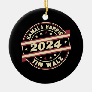 Harris Walz 2024 för president Patriotic Kamala Julgransprydnad Keramik