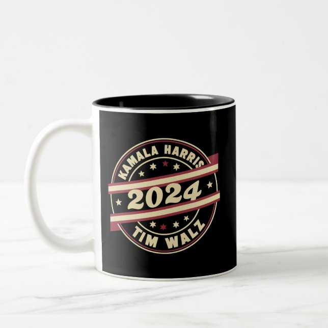 Harris Walz 2024 för president Patriotisk Kamala  Två-Tonad Mugg (Vänster)