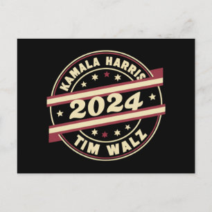 Harris Walz 2024 för president Patriotisk Kamala Vykort