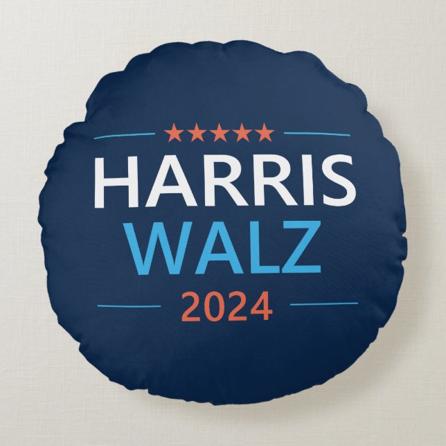 Harris Walz 2024 för president Rund Kudde (Framsidan)