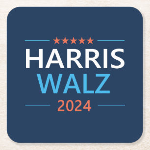 Harris Walz 2024 för president Underlägg Papper Kvadrat