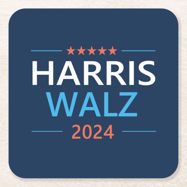 Harris Walz 2024 för president Underlägg Papper Kvadrat (Framsidan)