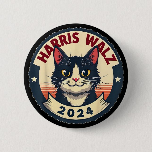 Harris Walz 2024 Funny Cat Election Kamala Harris Knapp (Framsida)