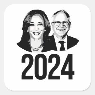 Harris Walz 2024 Fyrkantigt Klistermärke