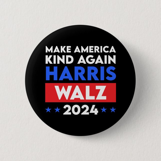 Harris Walz 2024 Gör Amerika-vänligheten igen Knapp (Framsida)