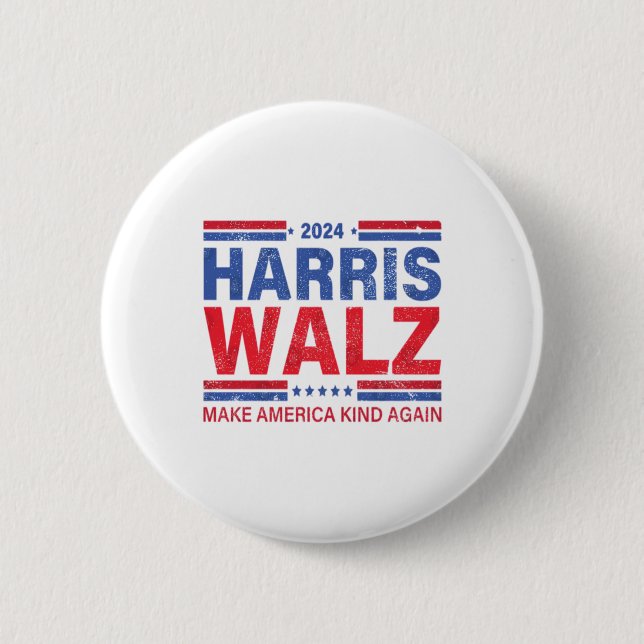 Harris Walz 2024 Gör Amerika-vänligheten igen Knapp (Framsida)