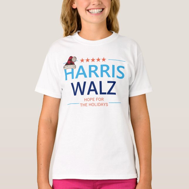 Harris Walz 2024 jul Hoppet för Helgdagarna T Shirt (Framsida)