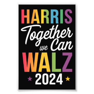 Harris Walz 2024 Kamala Tillsammans Kan Vi LGBT Fototryck