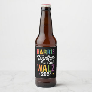 Harris Walz 2024 Kamala Tillsammans Kan Vi LGBT Ölflaska Etikett