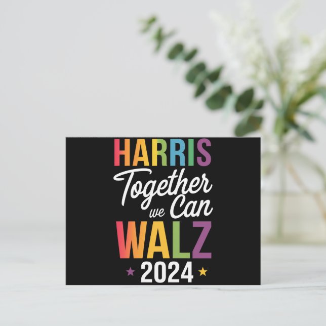 Harris Walz 2024 Kamala tillsammans Vi kan hbt Vykort (Stående Fram)