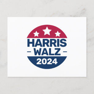 Harris Walz 2024 Kampanj för president Patriotic Vykort
