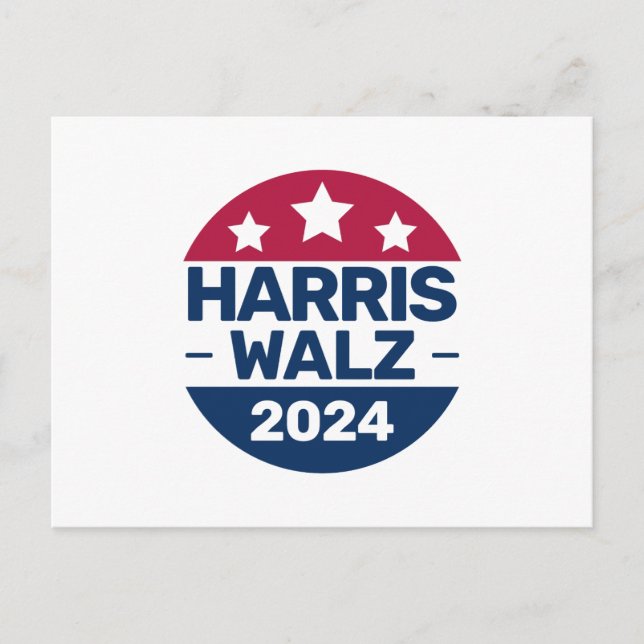 Harris Walz 2024 Kampanj för president Patriotic Vykort (Framsida)