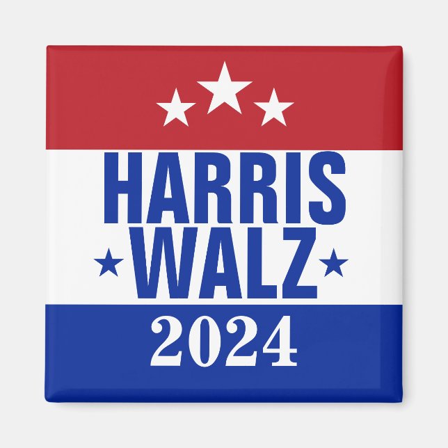 Harris Walz 2024 Kampanj Red Blue Magnet (Framsidan)