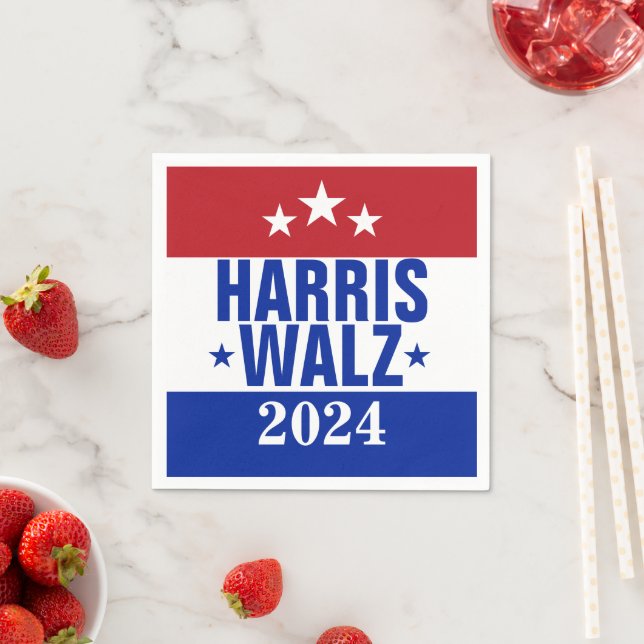 Harris Walz 2024 Kampanj Red Blue Pappersservett (Insitu)