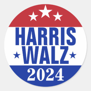 Harris Walz 2024 Kampanj Red Blue Runt Klistermärke
