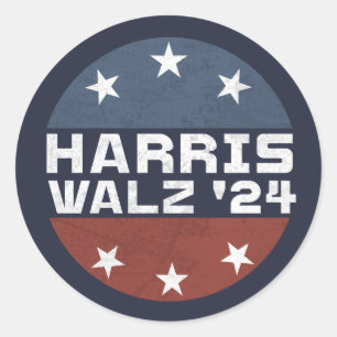 Harris Walz 2024 Kampanj USA flagga Runt Klistermärke