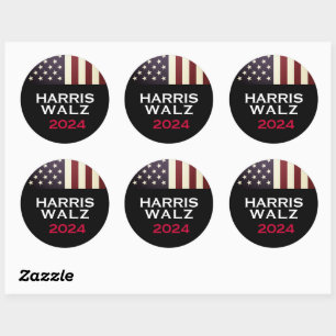 HARRIS WALZ 2024 Large Kampanj Runt Klistermärke