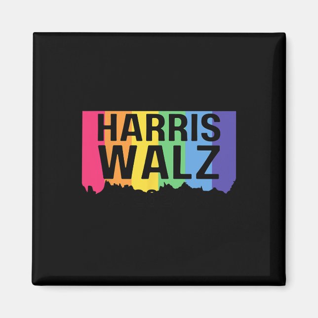 Harris Walz 2024 Lgbtq Gay pride Rainbow Kamala Ha Magnet (Framsidan)