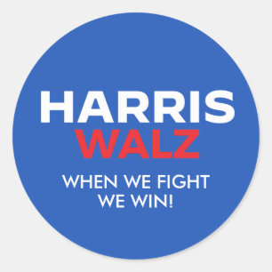 Harris Walz 2024 - När vi kämpar mot oss vinner Runt Klistermärke