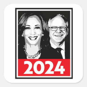 Harris Walz 2024 Poster Fyrkantigt Klistermärke