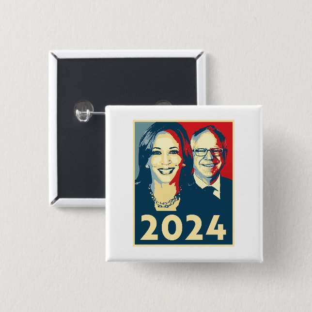 Harris Walz 2024 Poster Knapp (Framsida & baksida)