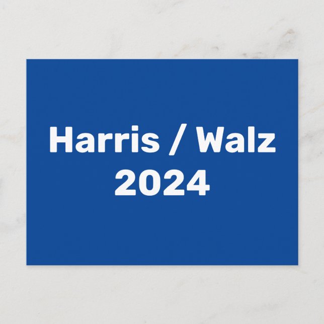 Harris / Walz 2024 Presidenten Kampanj Vykort (Framsida)