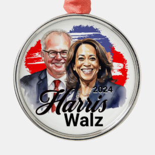 Harris Walz 2024 Presidentval Julgransprydnad Metall