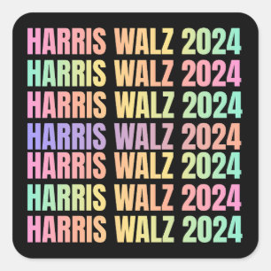 Harris Walz 2024 Rainbow Fyrkantigt Klistermärke