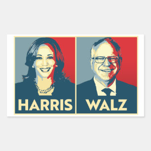 Harris Walz 2024 Rektangulärt Klistermärke
