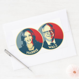 Harris Walz 2024 Rektangulärt Klistermärke