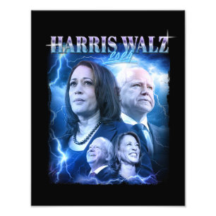 Harris Walz 2024 Retro 90s Stil Fototryck