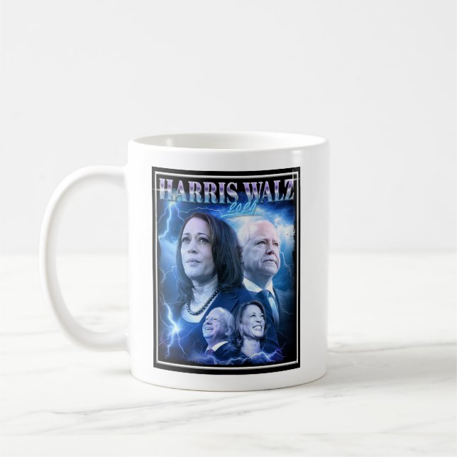 Harris Walz 2024 Retro 90s Stil Kaffemugg (Vänster)