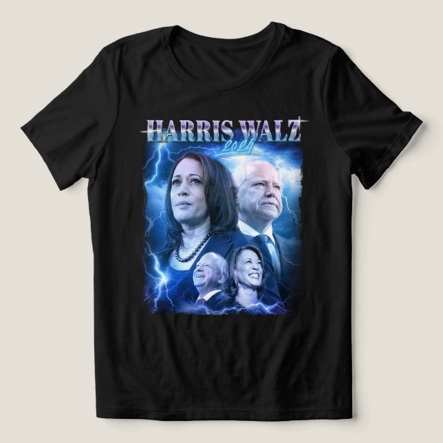 Harris Walz 2024 Retro 90s Stil T Shirt (Design Framsida)