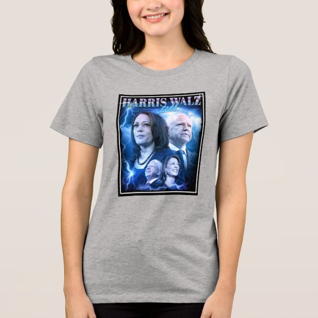 Harris Walz 2024 Retro 90s Stil T Shirt (Framsida)