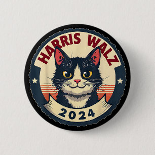 Harris Walz 2024 Rolig Katt Val Kamala Harris Knapp