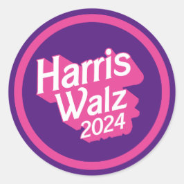 Harris Walz 2024 Rosa Runt Klistermärke