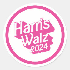 Harris Walz 2024 Rosa Runt Klistermärke