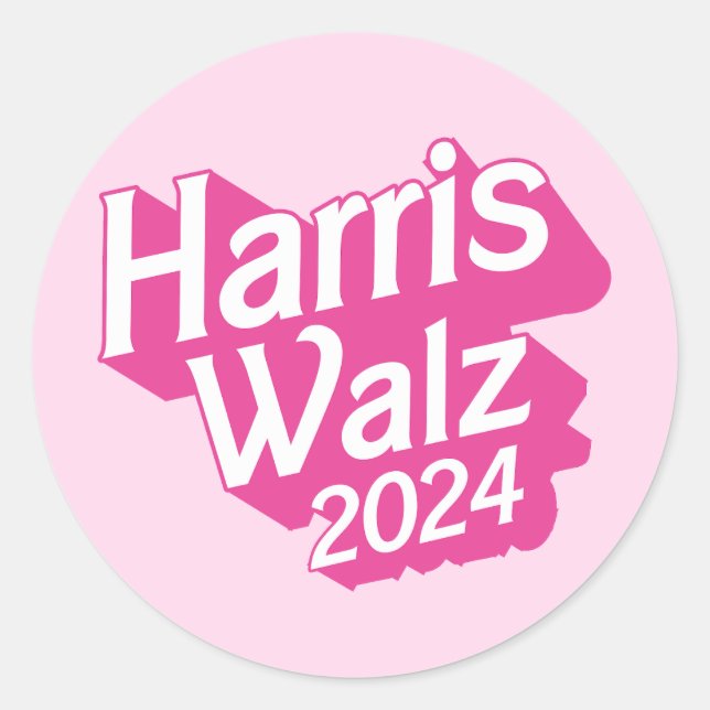 Harris Walz 2024 Rosa Runt Klistermärke (Framsida)