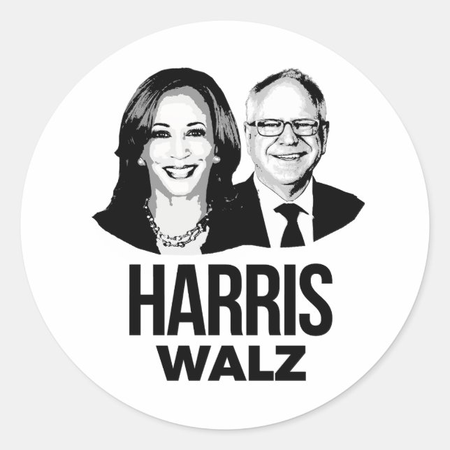Harris Walz 2024 Runt Klistermärke (Framsida)