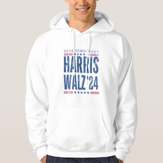 Harris Walz 2024 Spara Democracy Hoodie (Framsida)